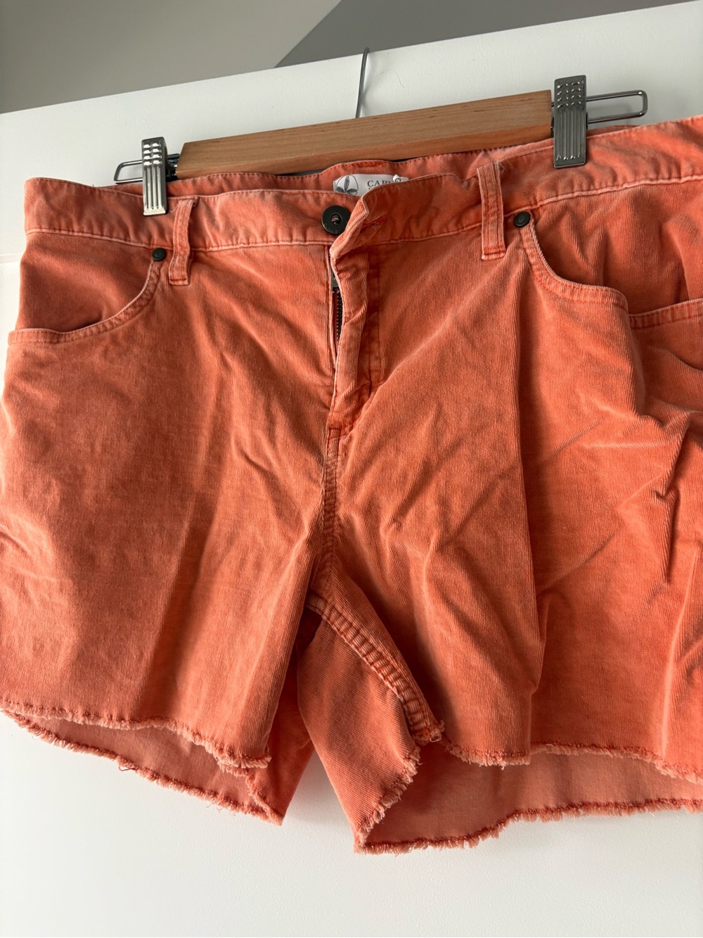 Carve Design Orange Frayed Hem lightweight Denim Shorts